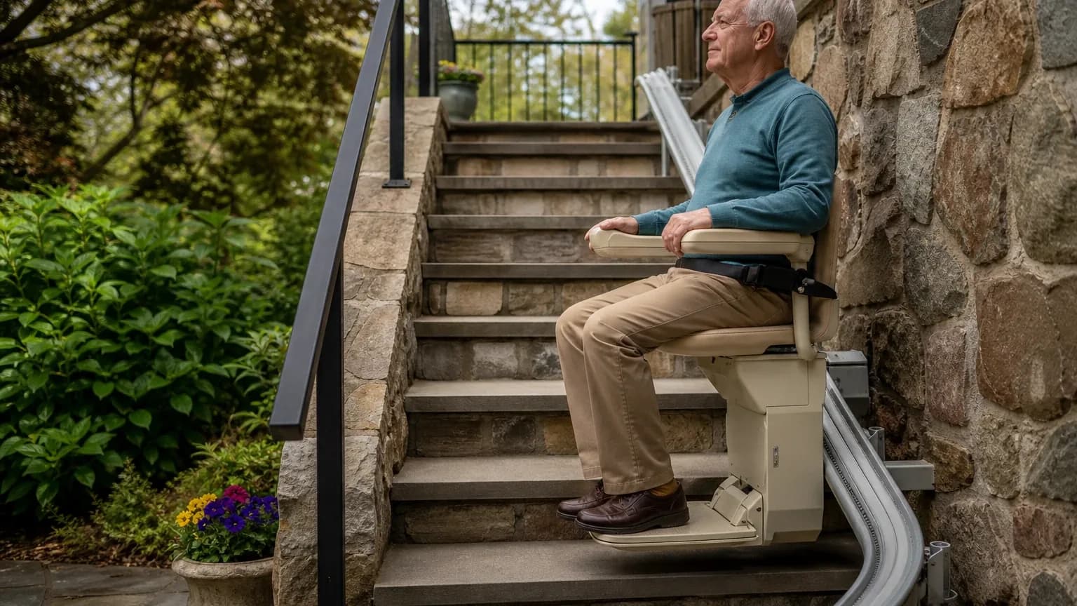 Bruno Elite Curved Outdoor Stair Lift for Exterior and Weather-Exposed Steps hero image